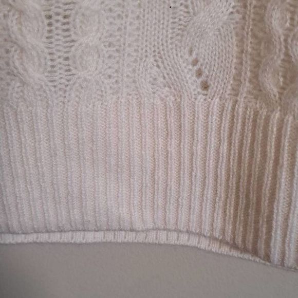 MAGASCHONI Women's Frost White 100% Cashmere Cable Knit Sweater Size L/G - Picture 3 of 8